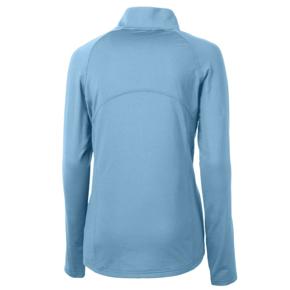 Philadelphia Phillies Cutter & Buck Women's Cooperstown Collection DryTec Adapt Eco Knit Stretch Recycled Raglan Half-Zip Top - Powder Blue Tops