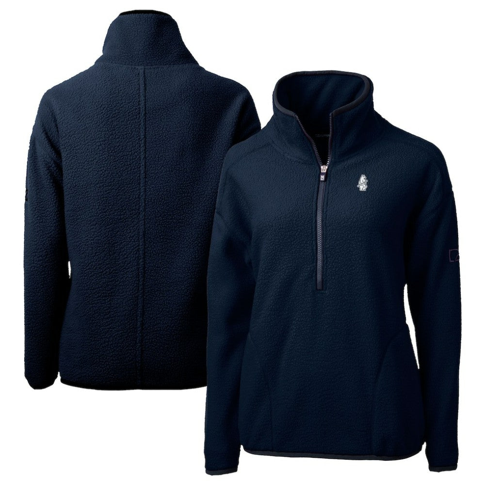 Chicago Cubs Cutter & Buck Women's Cooperstown Collection Cascade Eco Sherpa Fleece Half-Zip Pullover Jacket - Navy Jackets