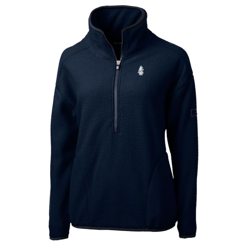 Chicago Cubs Cutter & Buck Women's Cooperstown Collection Cascade Eco Sherpa Fleece Half-Zip Pullover Jacket - Navy Jackets