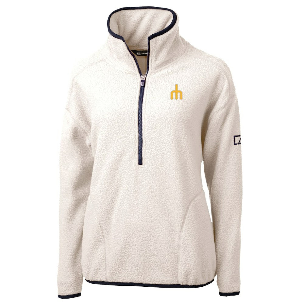 Seattle Mariners Cutter & Buck Women's  Cascade Eco Sherpa Fleece Half-Zip Pullover Jacket - Cream Jackets
