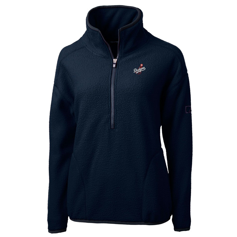 Los Angeles Dodgers Cutter & Buck Women's  Cascade Eco Sherpa Fleece Half-Zip Pullover Jacket - Navy Jackets