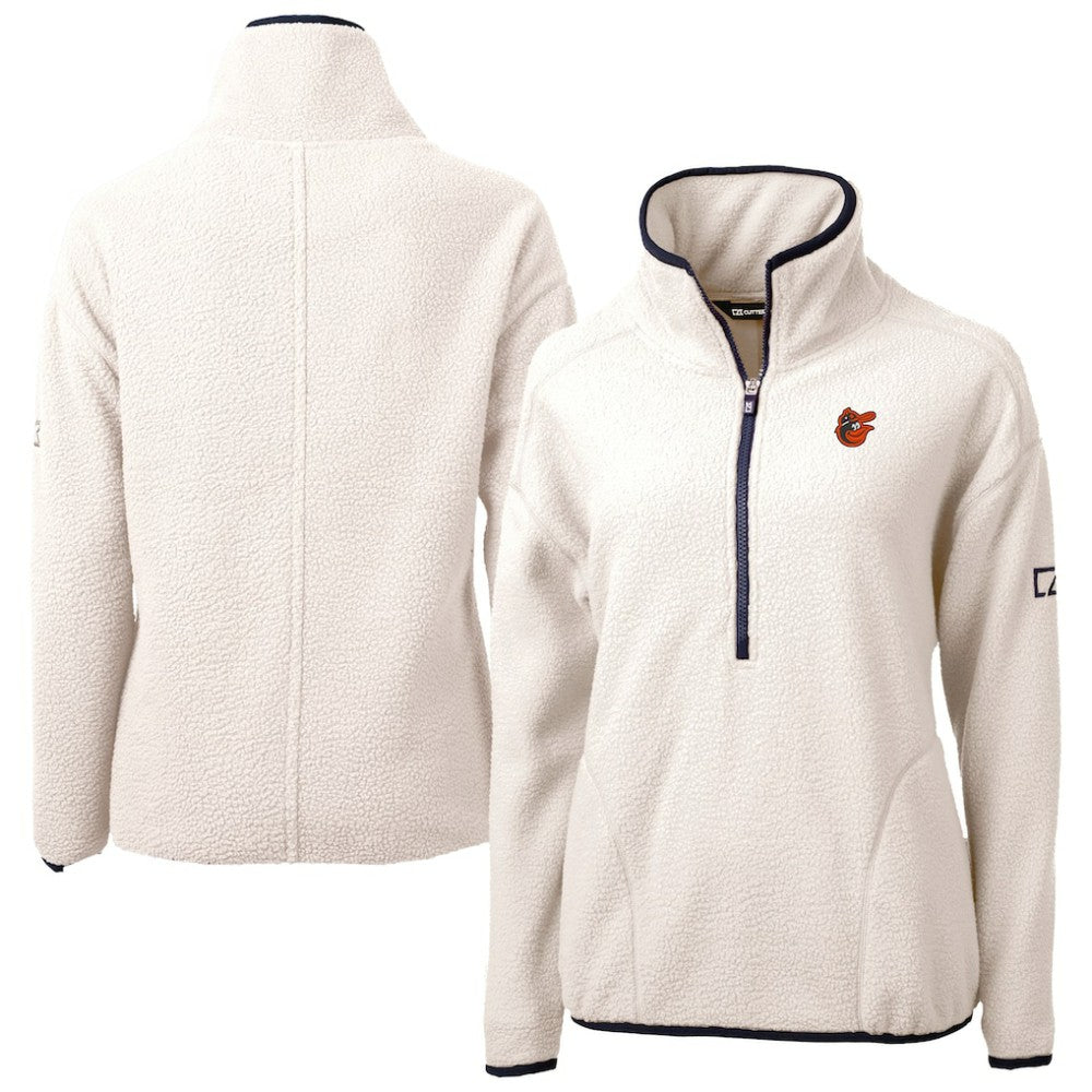 Baltimore Orioles Cutter & Buck Women's  Cascade Eco Sherpa Fleece Half-Zip Pullover Jacket - Cream Jackets