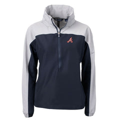 Atlanta Braves Cutter & Buck Women's  Charter Eco Recycled Half-Zip Anorak Jacket - Navy Jackets