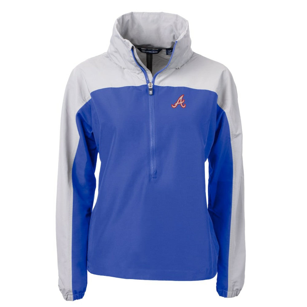 Atlanta Braves Cutter & Buck Women's  Charter Eco Recycled Half-Zip Anorak Jacket - Royal Jackets