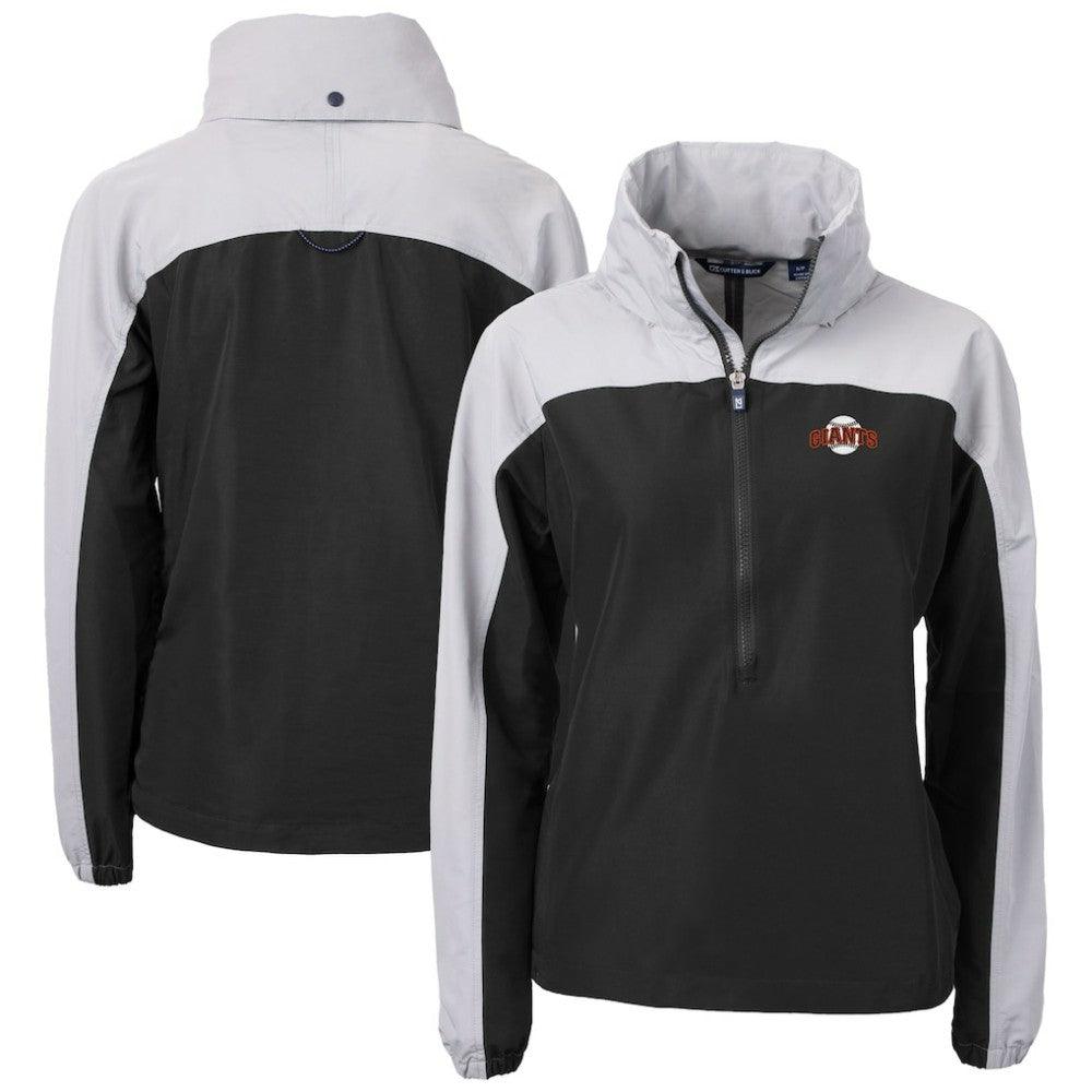 San Francisco Giants Cutter & Buck Women's  Charter Eco Recycled Half-Zip Anorak Jacket - Black Jackets