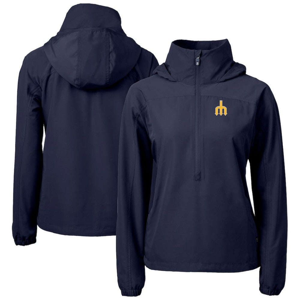 Seattle Mariners Cutter & Buck Women's  Charter Eco Recycled Half-Zip Anorak Jacket - Navy Jackets