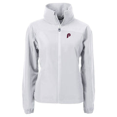 Philadelphia Phillies Cutter & Buck Women's Cooperstown Collection Charter Eco Recycled Full-Zip Jacket - Gray Jackets