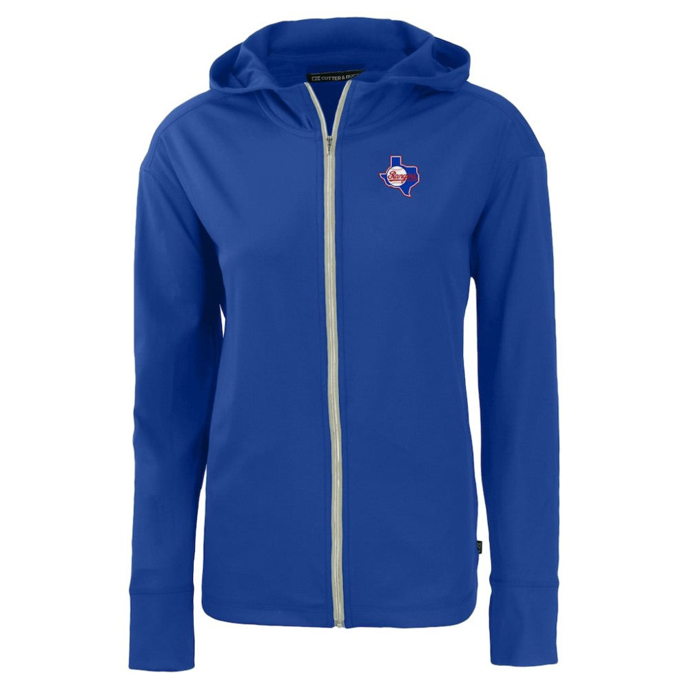 Texas Rangers Cutter & Buck Women's Cooperstown Collection Daybreak Eco Recycled Full-Zip Hoodie Jacket - Royal Jackets