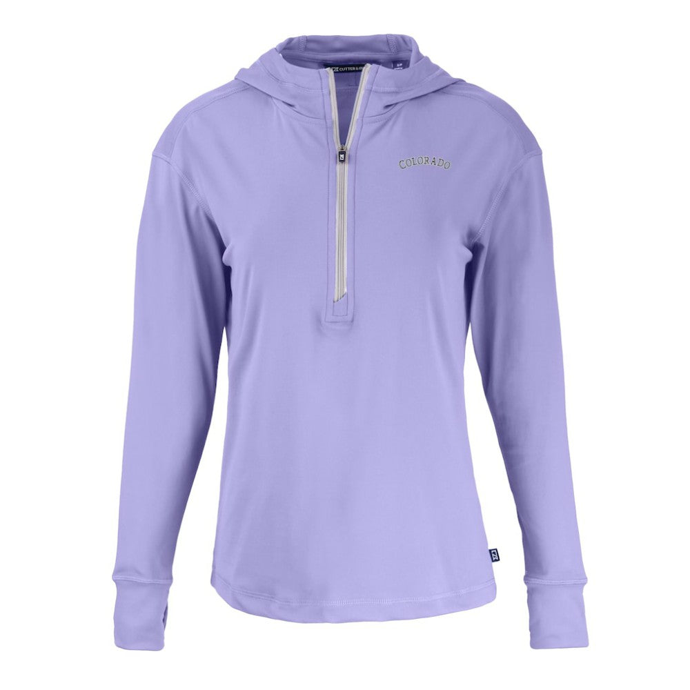 Colorado Rockies Cutter & Buck Women's Daybreak Eco Recycled Half-Zip Hoodie - Purple Hoodies