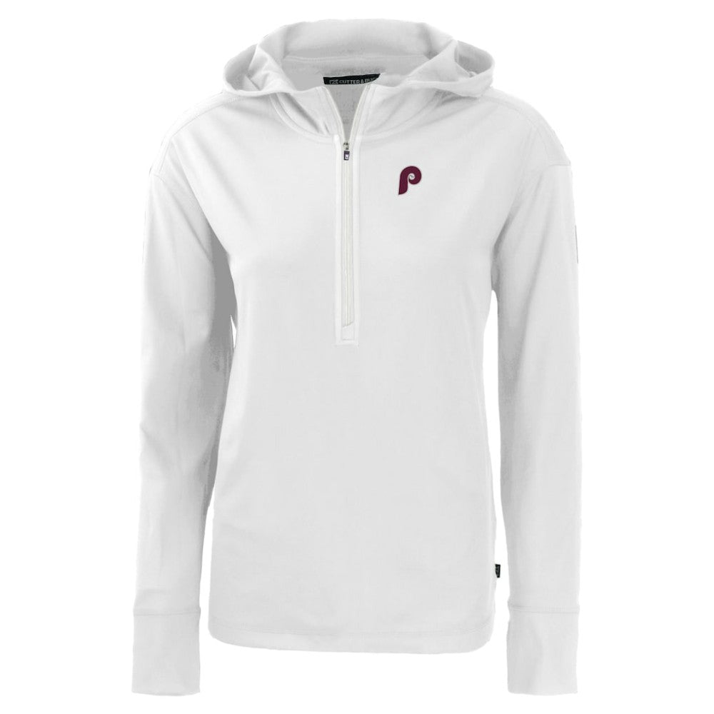 Philadelphia Phillies Cutter & Buck Women's Daybreak Eco Recycled Half-Zip Hoodie - White Hoodies