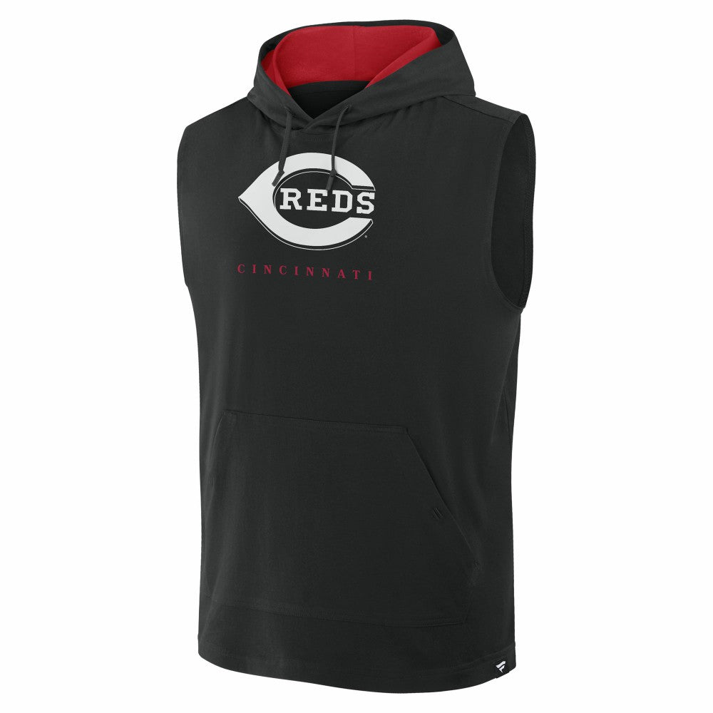 Cincinnati Reds Fanatics Fire Speed Sleeveless Pullover Hoodie - Black Hoodies