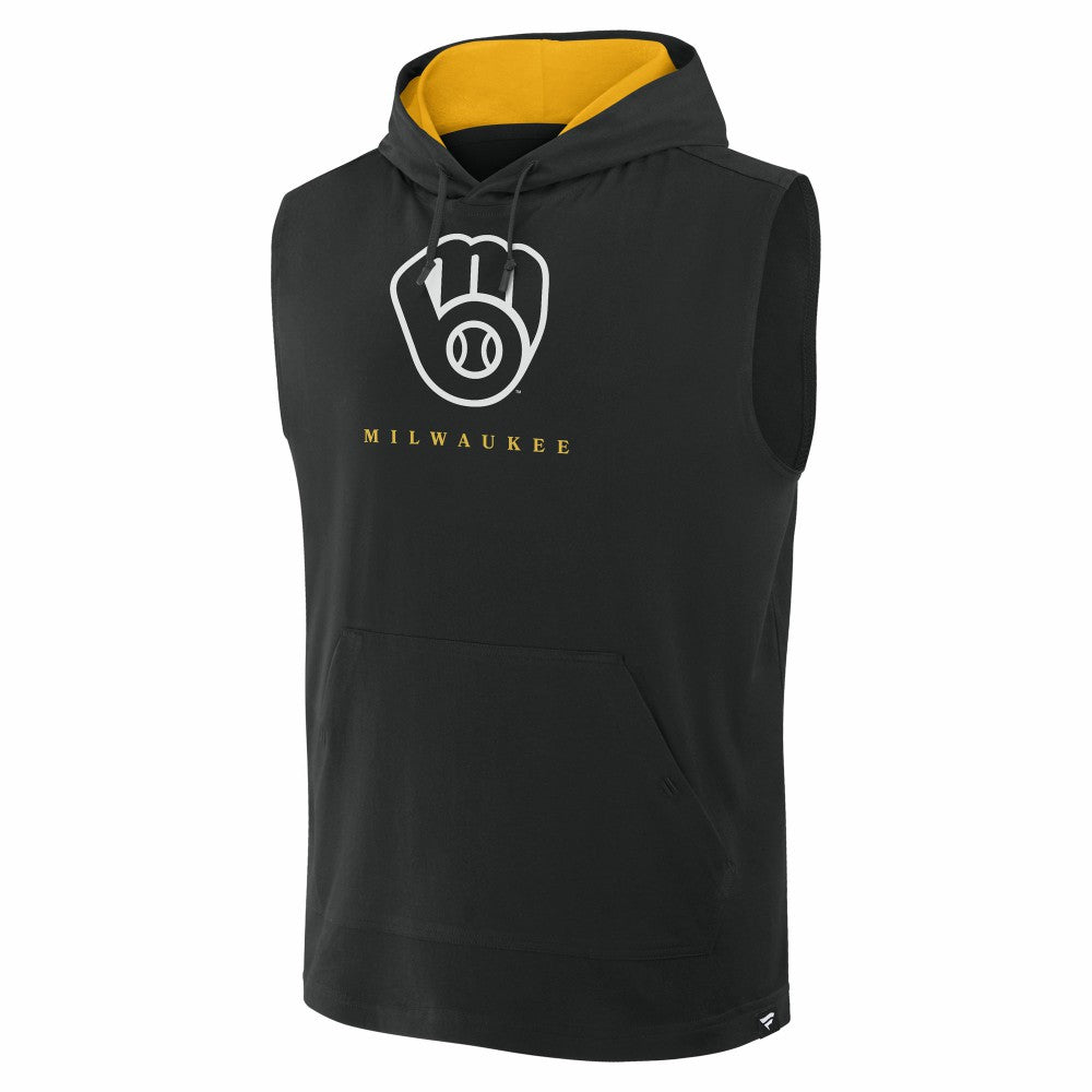 Milwaukee Brewers Fanatics Fire Speed Sleeveless Pullover Hoodie - Black Hoodies