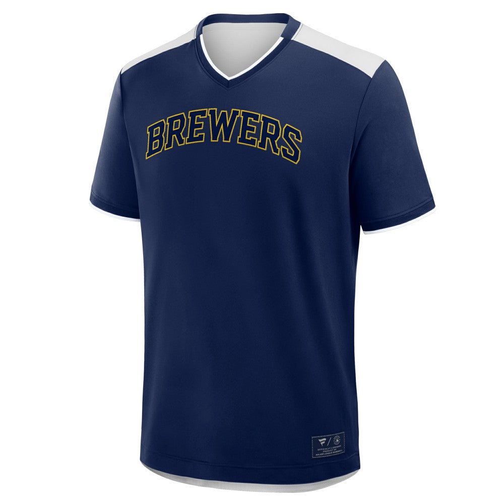 Milwaukee Brewers Fanatics Walk Off V-Neck T-Shirt - Navy T-shirts