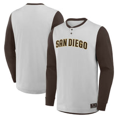 San Diego Padres Fanatics Clubhouse Long Sleeve Henley Shirt - Gray/Brown