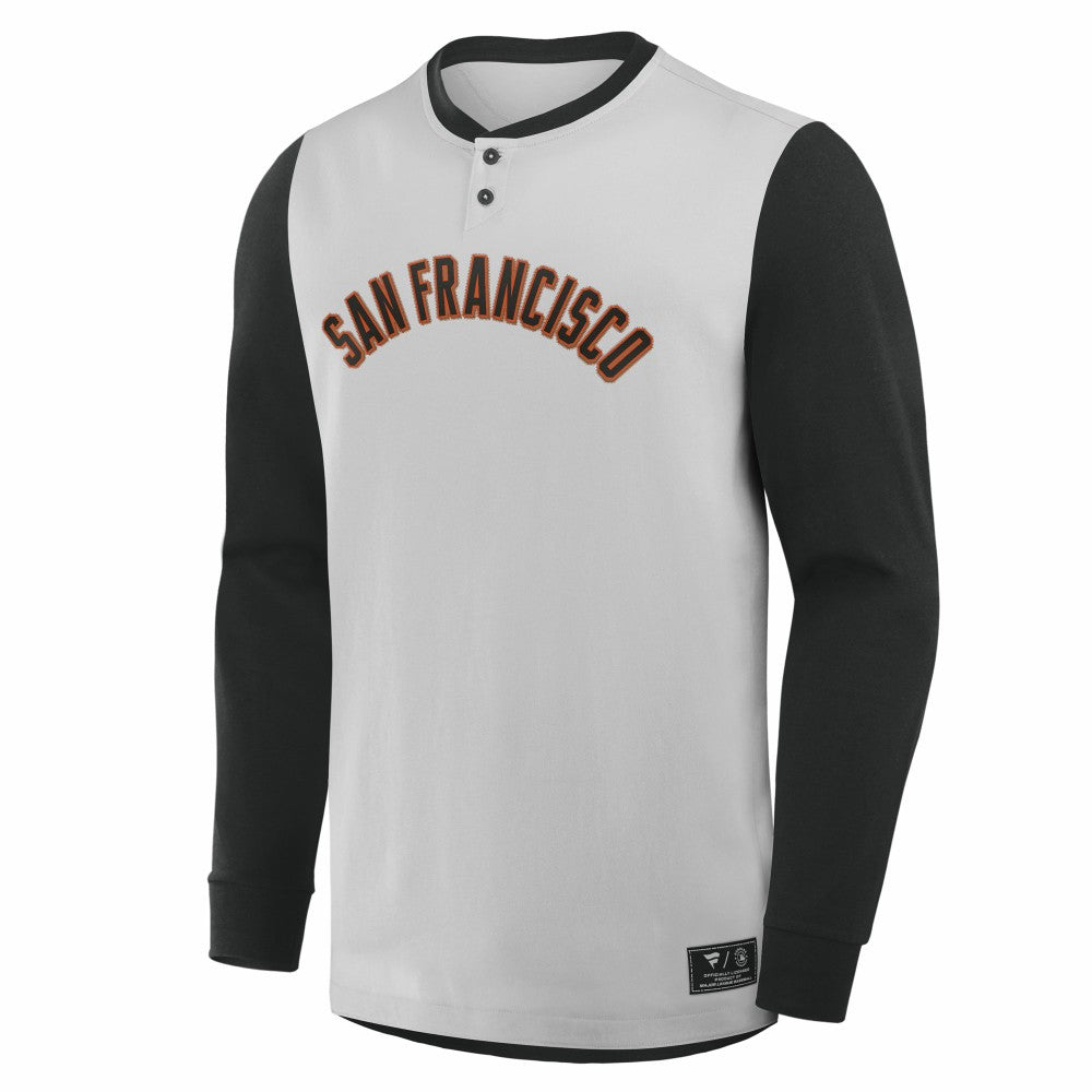 San Francisco Giants Fanatics Clubhouse Long Sleeve Henley Shirt - Gray/Black