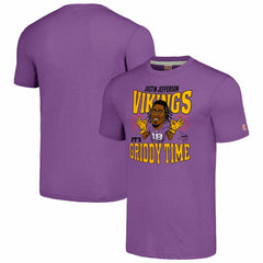 Justin Jefferson Minnesota Vikings Homage Unisex Caricature Player Tri-Blend T-Shirt - Heathered Purple T-shirts