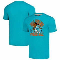 Tyreek Hill Miami Dolphins Homage Unisex Caricature Player Tri-Blend T-Shirt - Heathered Aqua T-shirts