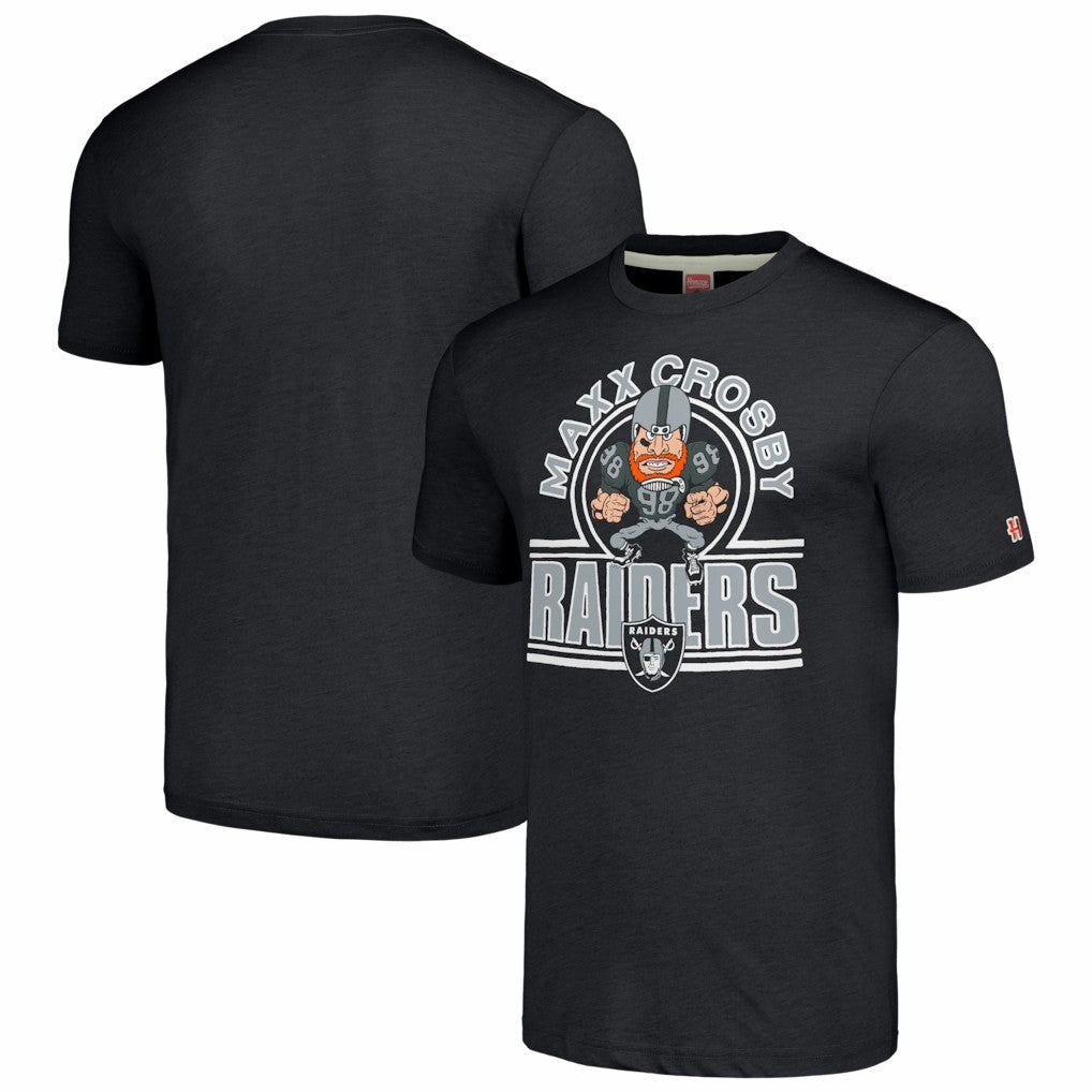 Maxx Crosby Las Vegas Raiders Homage Unisex Caricature Player Tri-Blend T-Shirt - Charcoal T-shirts