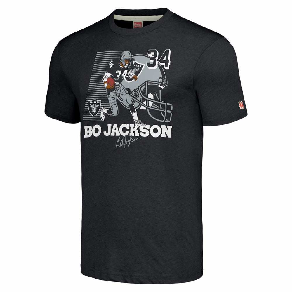 Bo Jackson Las Vegas Raiders Homage Unisex Caricature Retired Player Tri-Blend T-Shirt - Charcoal T-shirts