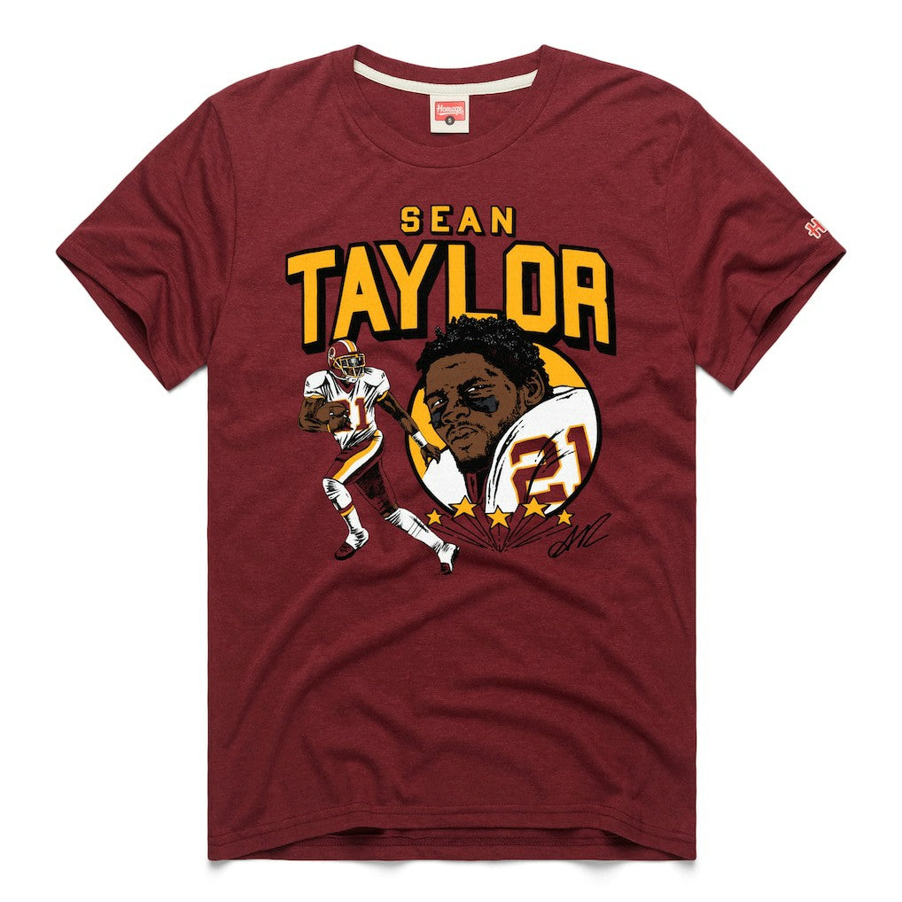 Sean Taylor Washington Commanders Homage Caricature Retired Player Tri-Blend T-Shirt - Burgundy T-shirts