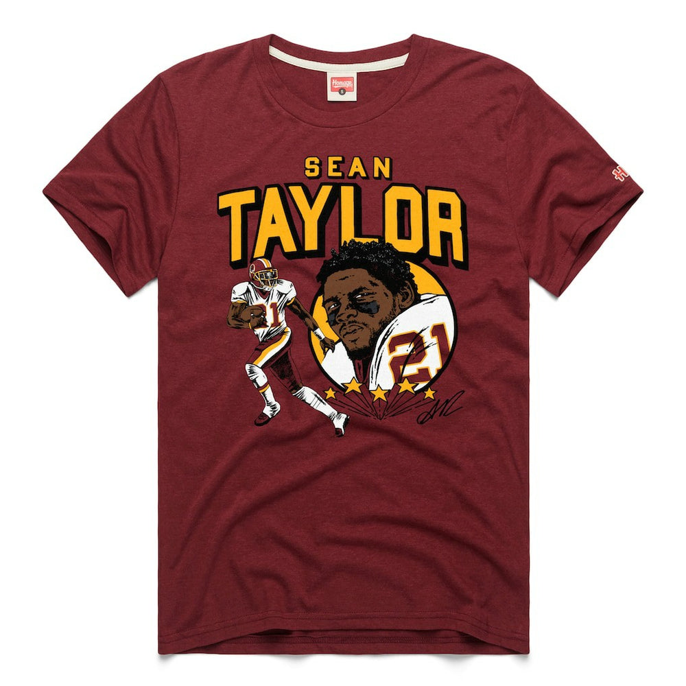Sean Taylor Washington Commanders Homage Caricature Retired Player Tri-Blend T-Shirt - Burgundy T-shirts