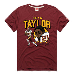 Sean Taylor Washington Commanders Homage Caricature Retired Player Tri-Blend T-Shirt - Burgundy T-shirts