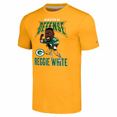 Reggie White Green Bay Packers Homage Unisex Caricature Retired Player Tri-Blend T-Shirt - Gold T-shirts