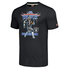 Bo Jackson Las Vegas Raiders Homage Unisex NFL Blitz Retired Player Tri-Blend T-Shirt - Heathered Charcoal T-shirts