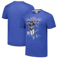 Lawrence Taylor New York Giants Homage Unisex NFL Blitz Retired Player Tri-Blend T-Shirt - Heathered Royal T-shirts