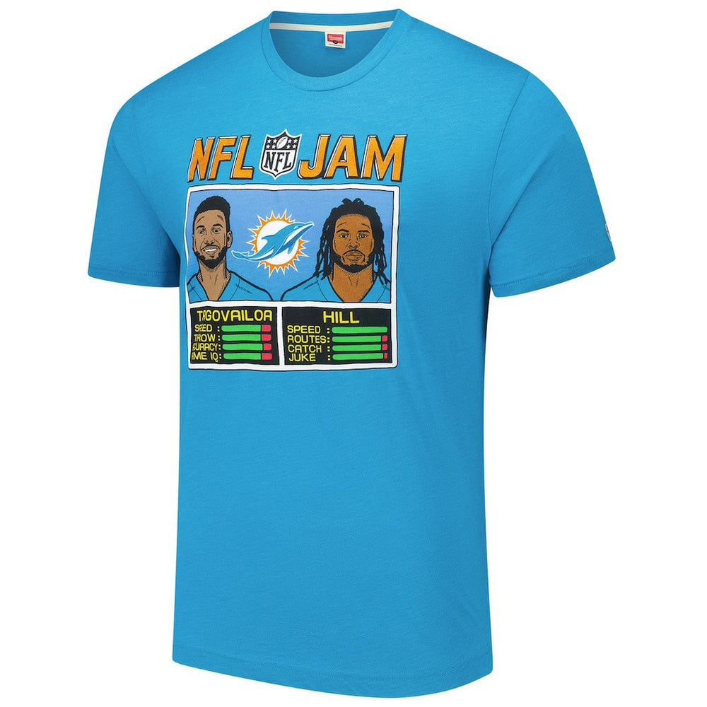 Tua Tagovailoa & Tyreek Hill Miami Dolphins Homage Unisex NFL Jam Tri-Blend T-Shirt - Aqua T-shirts