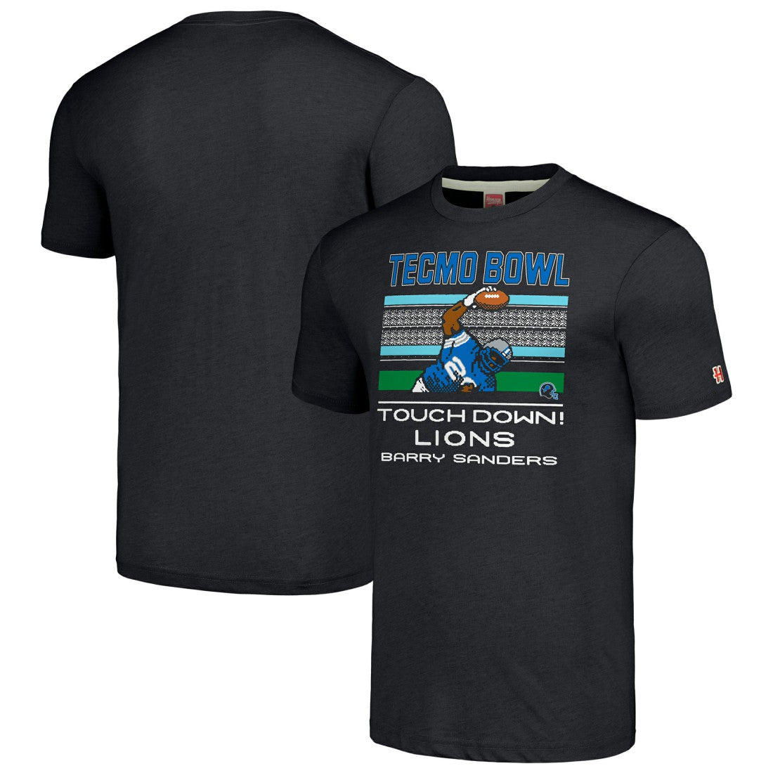 Barry Sanders Detroit Lions Homage Unisex Tecmo Bowl Retired Player Graphic Tri-Blend T-Shirt - Charcoal T-shirts