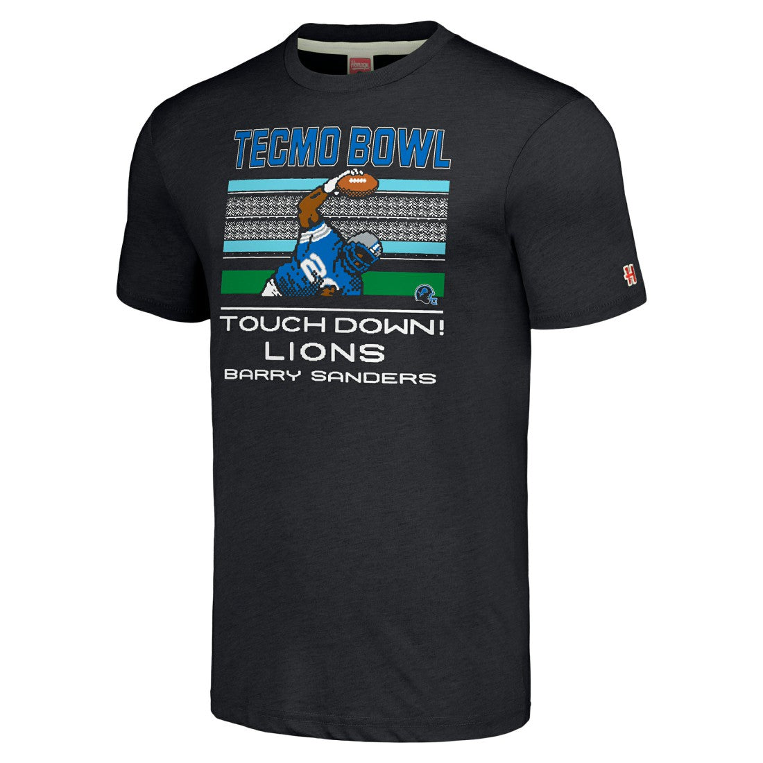 Barry Sanders Detroit Lions Homage Unisex Tecmo Bowl Retired Player Graphic Tri-Blend T-Shirt - Charcoal T-shirts