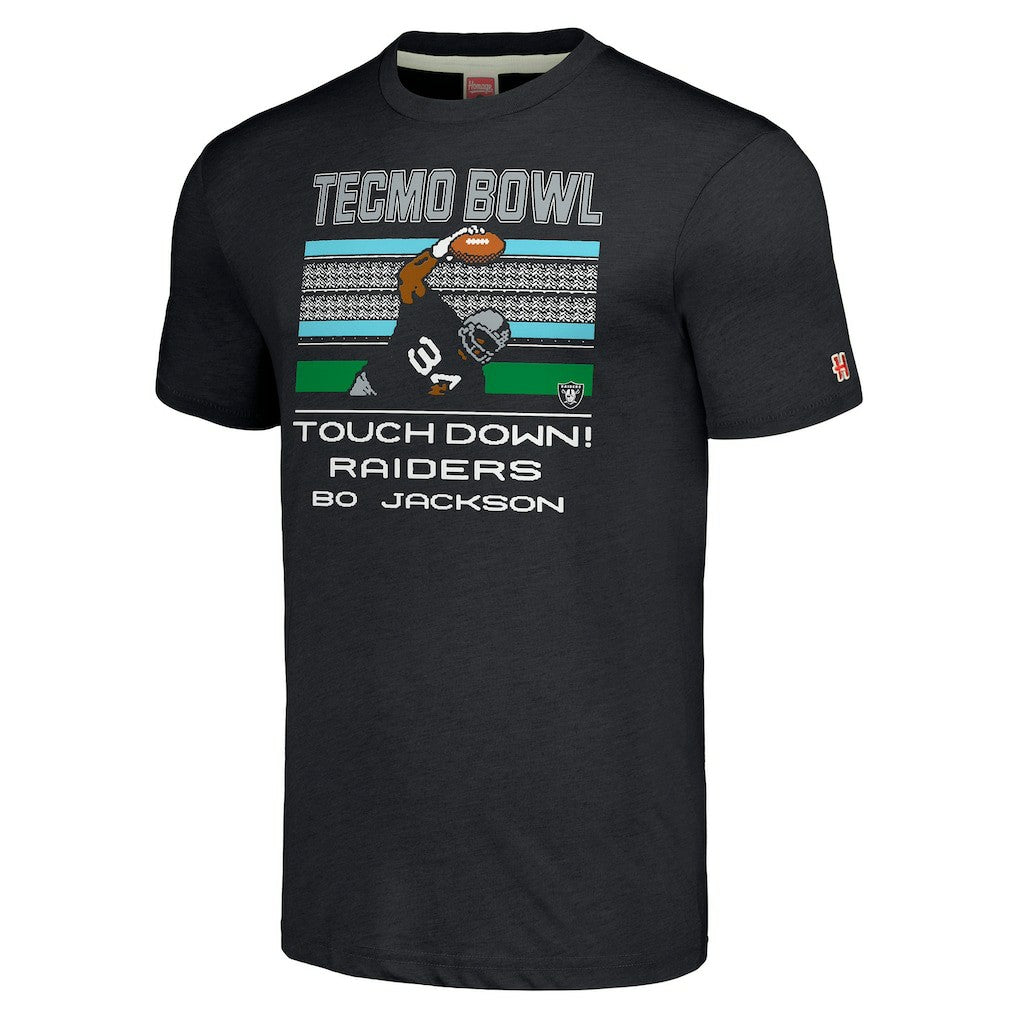 Bo Jackson Las Vegas Raiders Homage Unisex Tecmo Bowl Retired Player Graphic Tri-Blend T-Shirt - Charcoal T-shirts