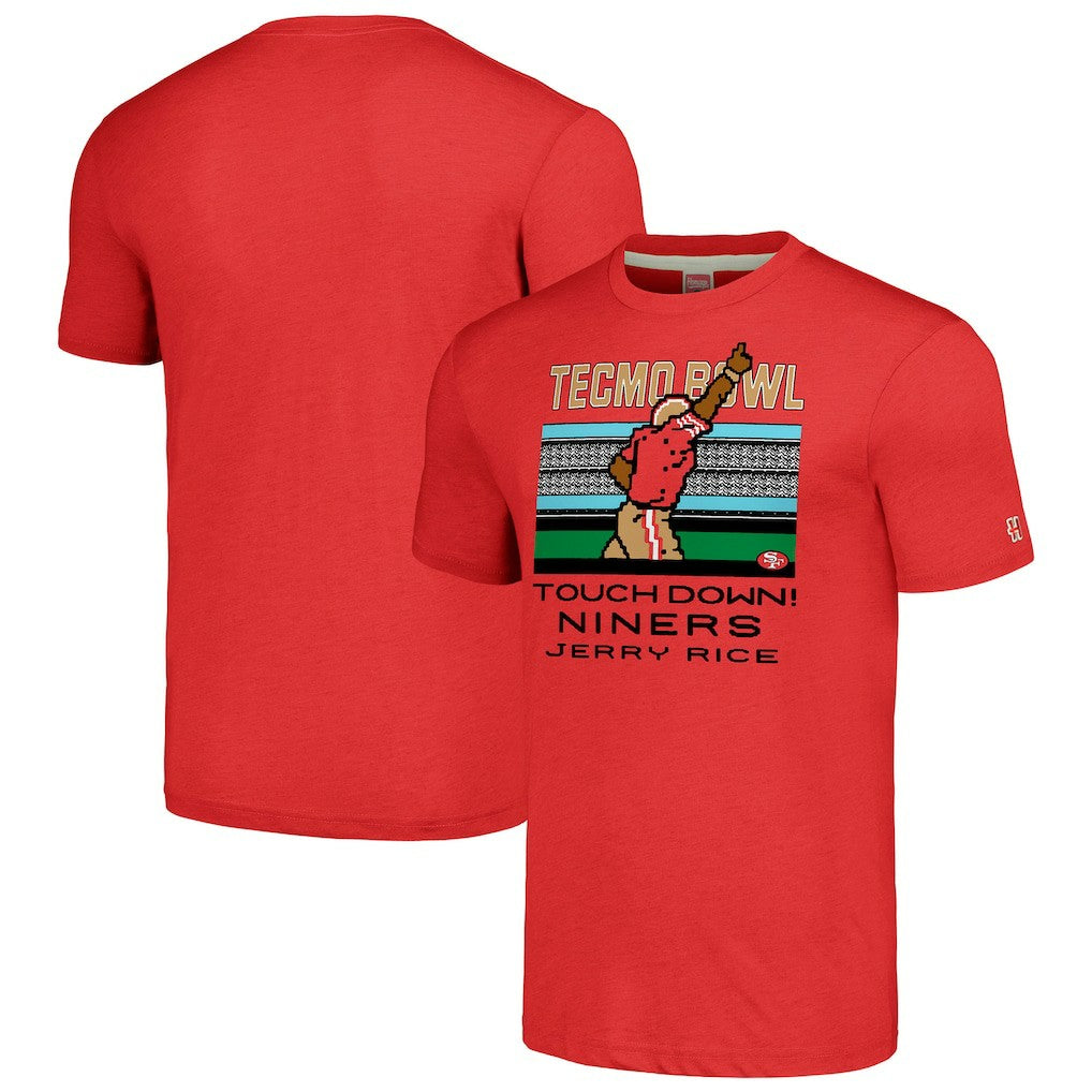 Jerry Rice San Francisco 49ers Homage Unisex Tecmo Bowl Retired Player Graphic Tri-Blend T-Shirt - Scarlet T-shirts