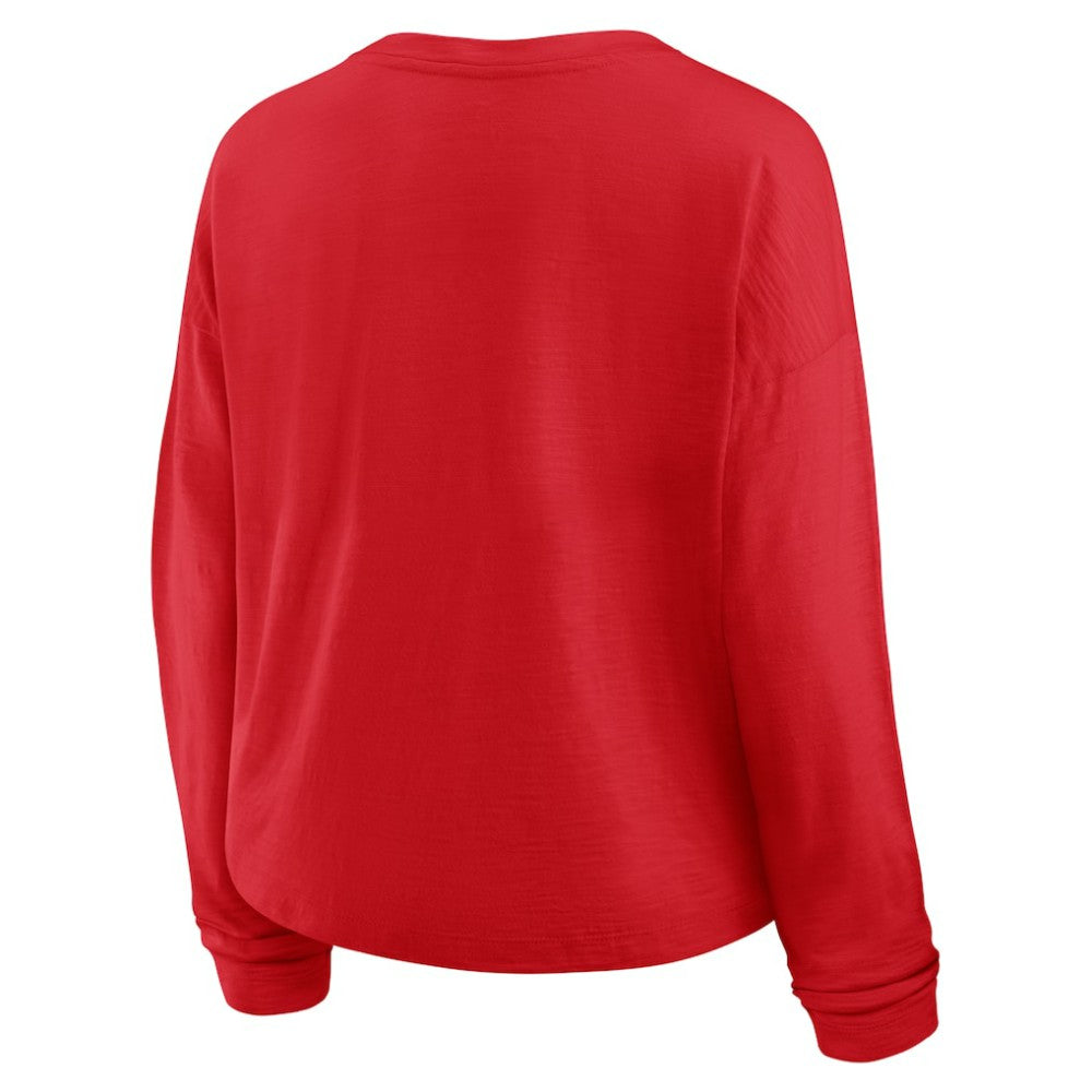 Carolina Hurricanes Fanatics Women's Oversized All Out Effort Long Sleeve Henley T-Shirt - Red | US 201742848