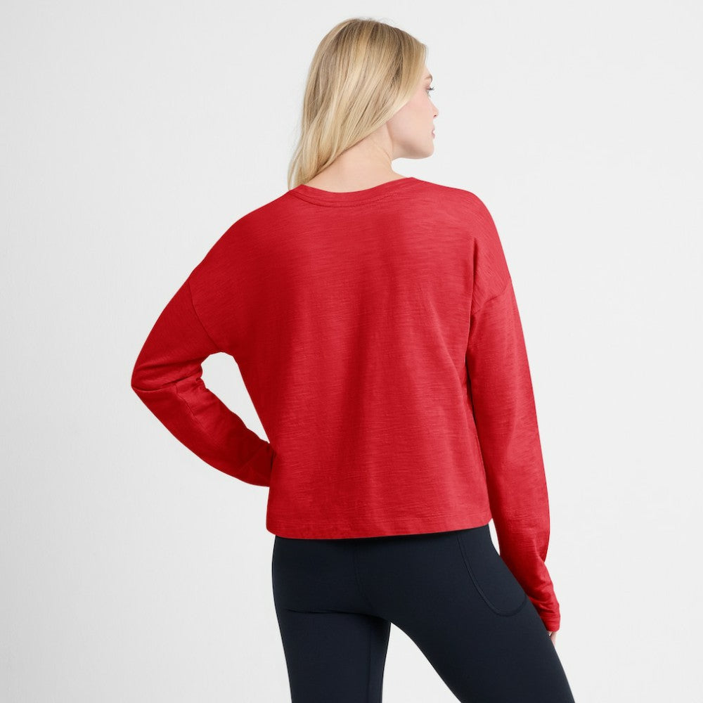 Carolina Hurricanes Fanatics Women's Oversized All Out Effort Long Sleeve Henley T-Shirt - Red | US 201742848