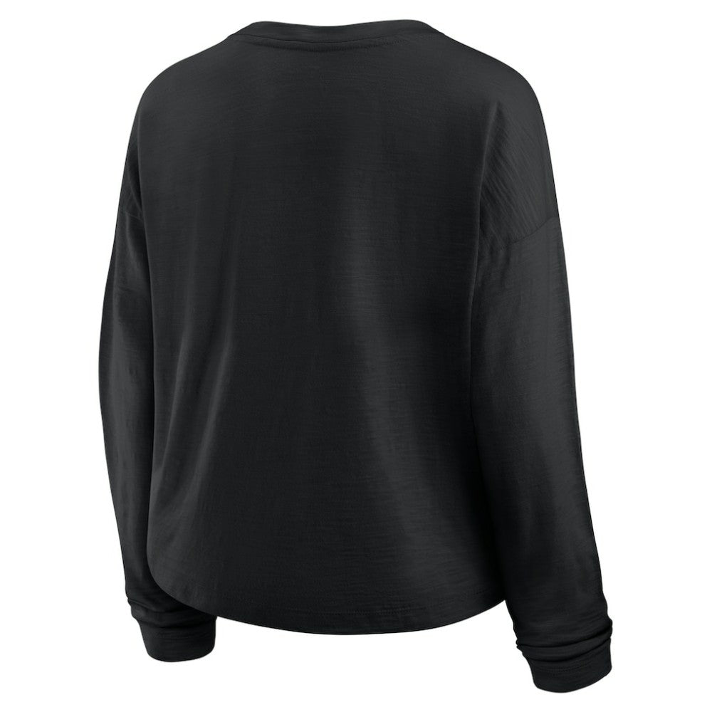 Pittsburgh Penguins Fanatics Women's Oversized All Out Effort Long Sleeve Henley T-Shirt - Black | US 201742853