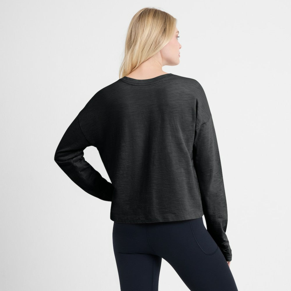 Pittsburgh Penguins Fanatics Women's Oversized All Out Effort Long Sleeve Henley T-Shirt - Black | US 201742853