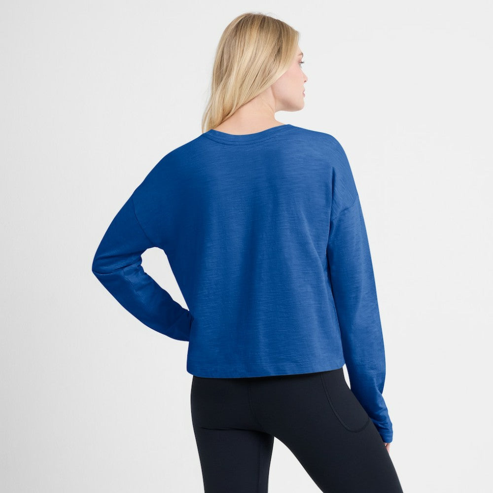 St. Louis Blues Fanatics Women's Oversized All Out Effort Long Sleeve Henley T-Shirt - Blue | US 201742857