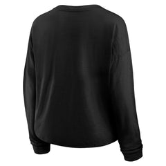 Boston Bruins Fanatics Women's Oversized All Out Effort Long Sleeve Henley T-Shirt - Black | US 201742859
