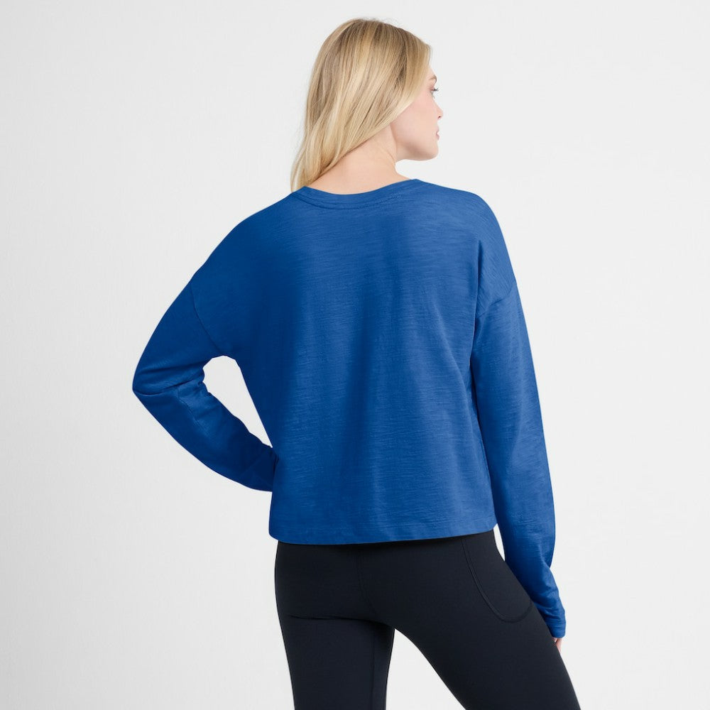 New York Rangers Fanatics Women's Oversized All Out Effort Long Sleeve Henley T-Shirt - Blue | US 201742866
