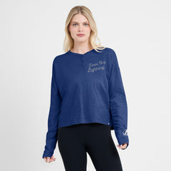 Tampa Bay Lightning Fanatics Women's Oversized All Out Effort Long Sleeve Henley T-Shirt - Blue | US 201742867