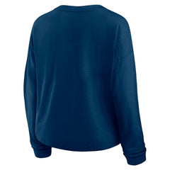 Seattle Kraken Fanatics Women's Oversized All Out Effort Long Sleeve Henley T-Shirt - Deep Sea Blue | US 201742868