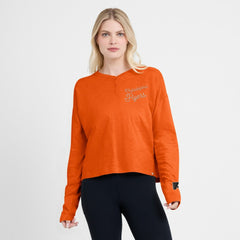 Philadelphia Flyers Fanatics Women's Oversized All Out Effort Long Sleeve Henley T-Shirt - Orange | US 201742869