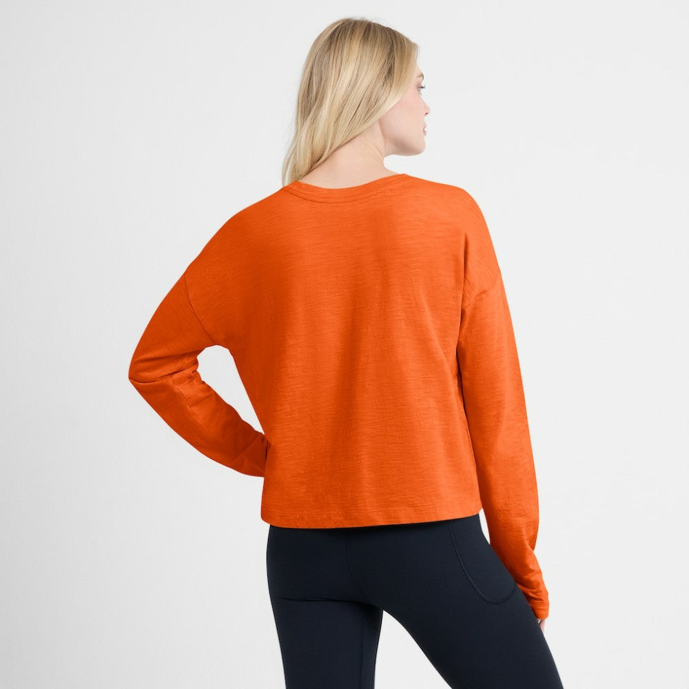 Philadelphia Flyers Fanatics Women's Oversized All Out Effort Long Sleeve Henley T-Shirt - Orange | US 201742869