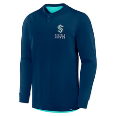 Seattle Kraken Fanatics Adrenaline Push Long Sleeve Henley Shirt - Deep Sea Blue | US 201742870