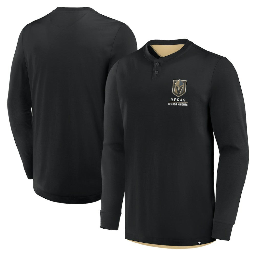 Vegas Golden Knights Fanatics Adrenaline Push Long Sleeve Henley Shirt - Black | US 201742872