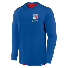 New York Rangers Fanatics Adrenaline Push Long Sleeve Henley Shirt - Blue | US 201742876