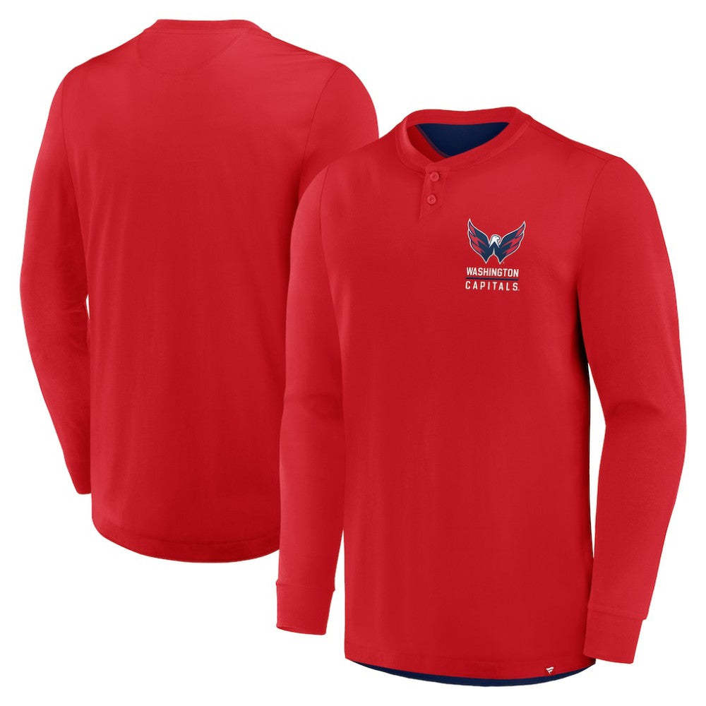 Washington Capitals Fanatics Adrenaline Push Long Sleeve Henley Shirt - Red | US 201742878