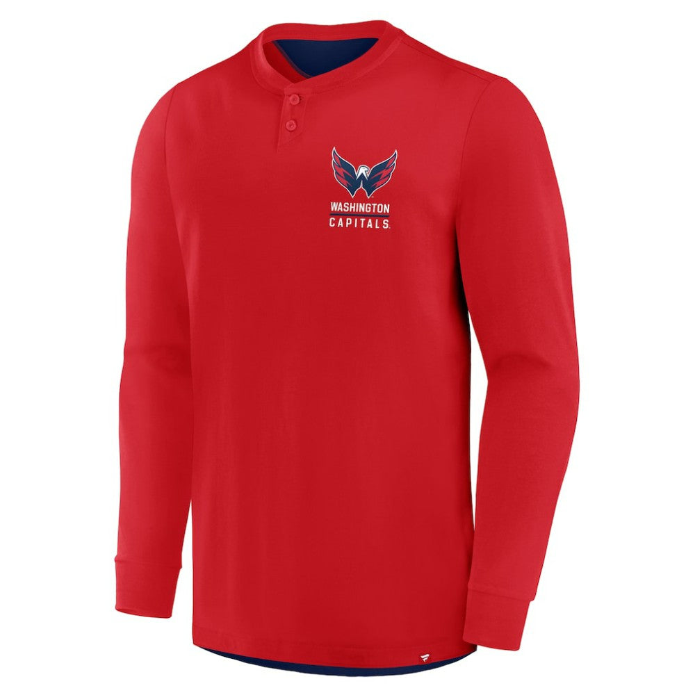 Washington Capitals Fanatics Adrenaline Push Long Sleeve Henley Shirt - Red | US 201742878